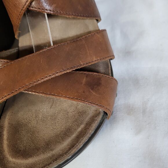 DANSKO FRIDA Sandals Womens 9 39 Brown Leather Strappy Wedge Heels Platform - Picture 5 of 12